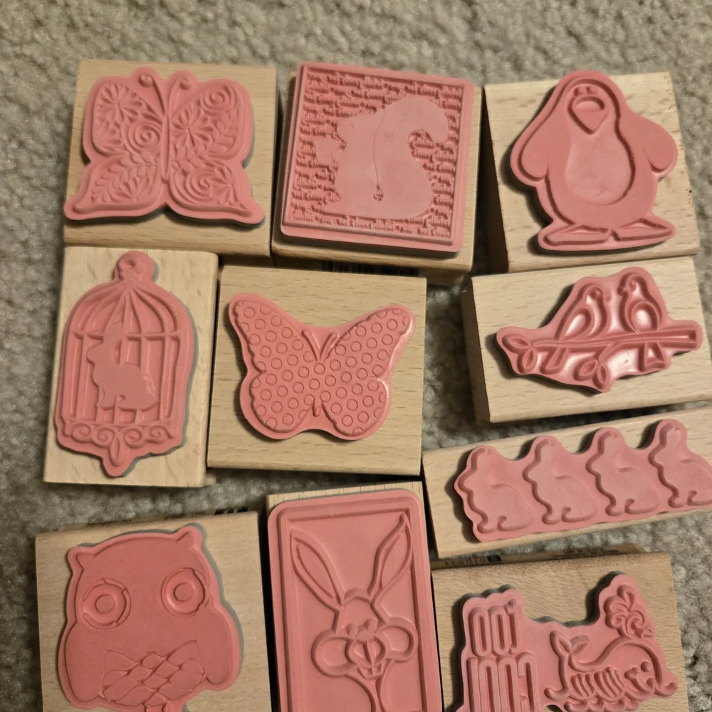 Animal and Nature Themed Craft Wooden Stamps Set Of 10 Scrapbooking